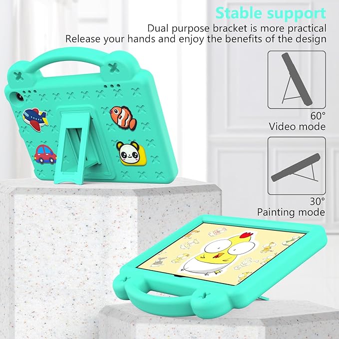 AKABEILA Compatible with Lenovo Tab M10(3rd Gen) 10.1(2022)/Huawei MatePad T 10s 10.1/MatePad T 10 9.7/MatePad SE 10.1(2022)/Honor Pad X8/Pad X8 Lite Tablet Case, Strap for Girl Kid Gift - Mint Green
