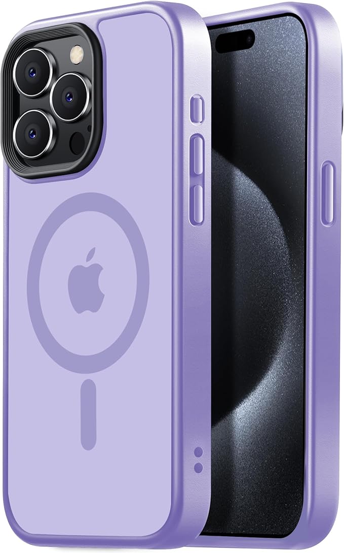 Tigowos for iPhone 15 Pro Magnetic Case Fits MagSafe Drop Resistant Shockproof Back Cover Fits iPhone 15 Pro Phone Cases 6.1", Light Purple