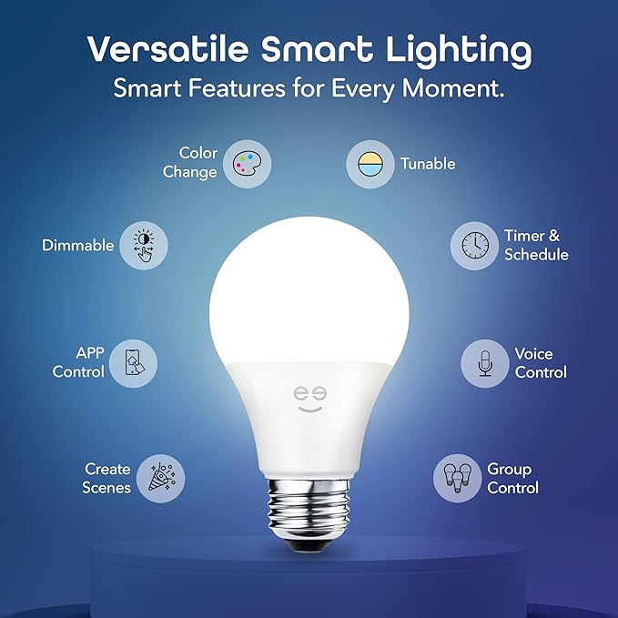 Geeni Prisma 800 Dimmable Smart Light Bulbs with 2.4 GHz Wi-Fi Connectivity – Color-Changing & Tunable White, A19 LED Smart Bulb – Compatible with Alexa & Google, 2-Pack