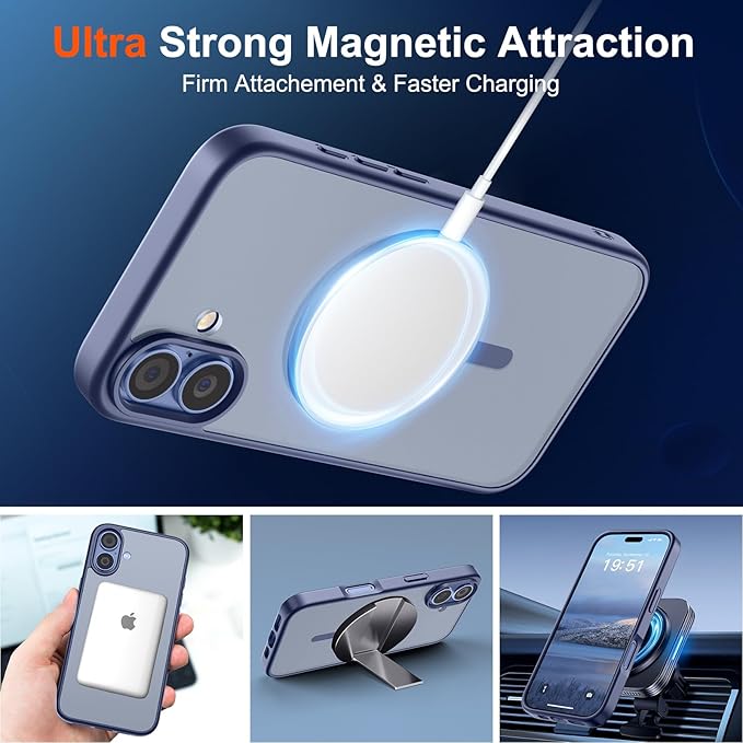 SUPFINE Magnetic for iPhone 17 Case (Compatible with MagSafe)(Military Grade Drop Protection) Translucent Matte Shockproof with Anti-Fingerprint Phone Cover,Lavender Gray
