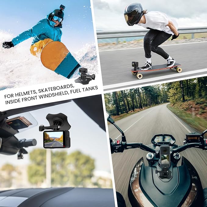 Flexible Adhesive Mount 3M Sticky Helmet Attachment Compatible with GoPro Hero 13 12 11 10 Max 9 8 7 6 Session Insta360 X5 X4 X3 X2 ONE DJI Osmo AKASO Action Cameras (2 Packs)