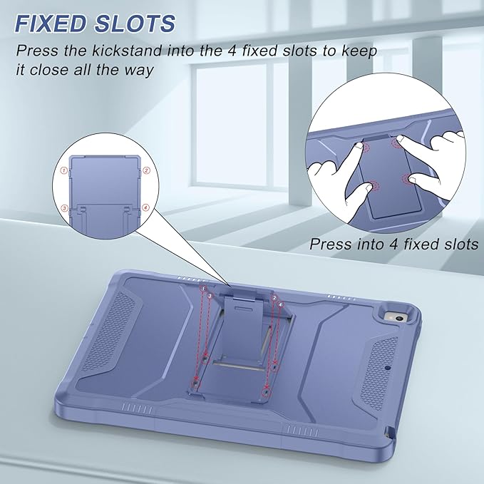Soke Case for iPad 6th/5th Generation 9.7 Inch 2018/2017,with Built-in Screen Protector and Kickstand, Rugged Full-Body Heavy Duty Protective Cover for Apple iPad Air 2 /Pro 9.7 - Lavender Gray