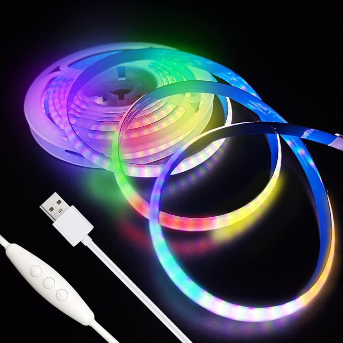 ZSLAIFU COB LED Strip Lights Multi-Colored Strip Light 3.28FT, 5V Dimmable LED Light Strip, Flexible USB LED Strip for Cabinet, TV Backlighting, Bedroom, Kitchen, Home DIY Lighting