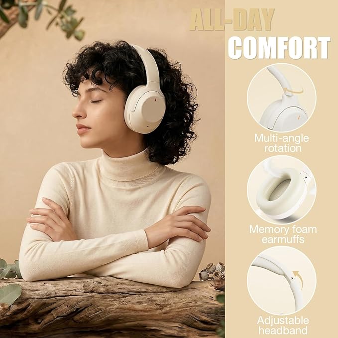 Upgraded Pro‑level Hybrid Active Noise Cancelling Headphones, HD Sound & Big Bass, 2X Softer Comfort, Long ANC Playtime, Wireless Over-Ear Bluetooth Headphones Perfect for Home Office|Travel|Pair