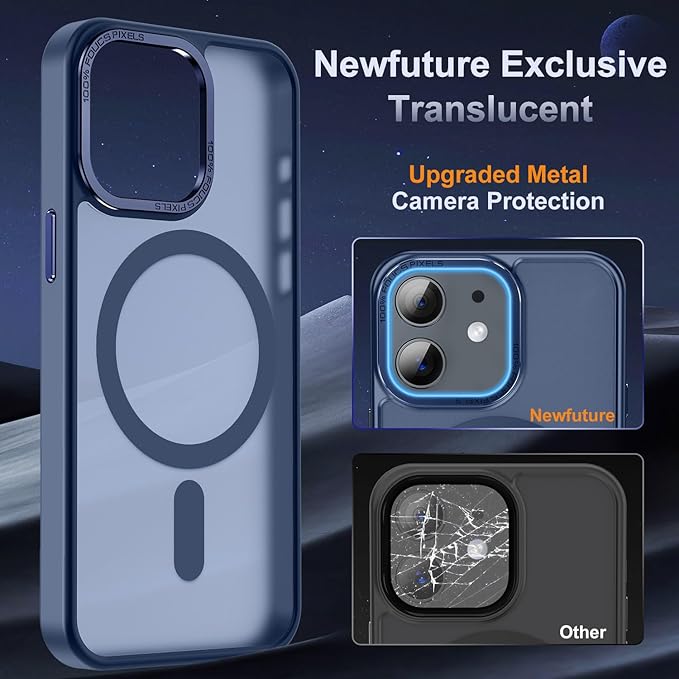 Newfuture Designed for iPhone 11 Case with Strong Magnetic [13 FT Military Drop Protection] [Compatible with Magsafe] Slim Translucent Matte Shockproof with Anti-Fingerprint Phone Case, Navy Blue