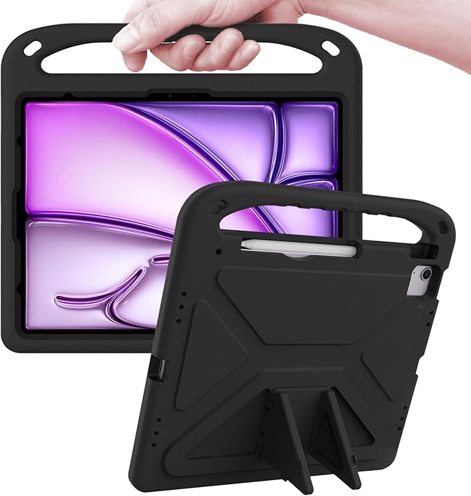 ATOOZ Kids Case for iPad air 13 inch 2024 2025 2026 (M2 M3 M4) / iPad Pro 13 inch (M4 M5), Cover with Shockproof Handle Stand for iPad Pro 13 7th /8th Gen 13" Tablet (Black)