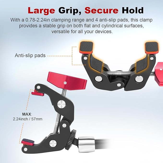 9" Articulating Magic Arm with Super Clamp, Magic Arm Camera Mount with Crab Clamp, Desk & Tube Camera Arm Friction Arm for DSLR Action Camera Monitor Video Light, Max. Load 5.5lbs (SY008)