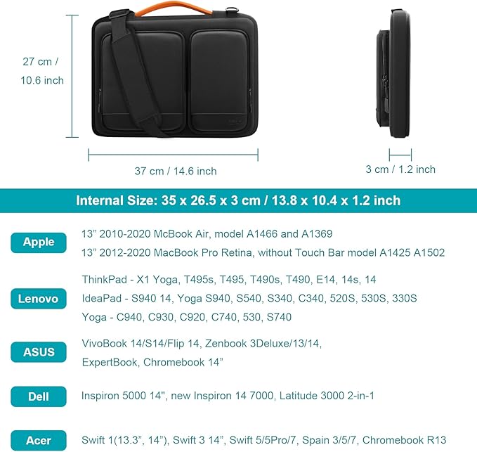Alfheim Laptop Bag 14-14.2 inch Laptop Cover, 360° Protective Waterproof Shockproof Lightweight MacBook Air 15 Notebook Briefcase, Compatible with ASUS Lenovo Dell Samsung