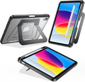 Case for iPad 11 inch (A16) 2025/ iPad 10th Generation 10.9 inch (2022) with Built-in Pencil Holder, Multi-Angle Ultra Stable Stand, Slim Duty Shockproof Protective Kickstand Cover, Black