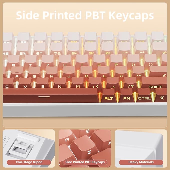 ZORNHER ZH100 Wireless Mechanical Keyboard,98% Pink Creamy Keyboard with Number Pad,Full Size Rose Gold Gaming Keyboard,Lighted Up PBT Dipped Keycaps,Creamy Sounding Linear Switches