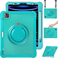 Batianda Ultimate Protective Case for iPad Pro 11-inch 2022 4th M2 Chip /2021 (3rd Generation) Rugged Shockproof Tablet Cover with 360° Rotatable Kickstand & Shoulder Strap & Pencil Holder, Blue