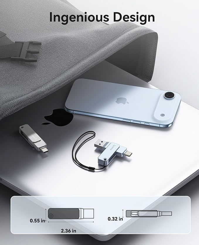 ORICO USB-Cand USB-A Flash Drive 150MB/S Metal Housing Swivel Design Support OTG Function 2 in 1 PenDrive 128GB for USB C and USB A Devices -EB05 BL