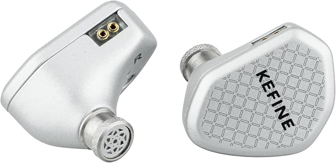 Linsoul Kefine Klean in Ear Monitor,10mm DLC Diaphragm Dynamic Driver HiFi Earphones,Wired Gaming Earbuds,Replaceable Nozzles,Detachable Silver-Plated Cable for Audiophile (No Mic 3.5mm, Silver)
