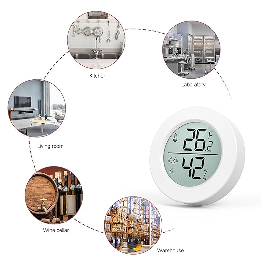 LOFICOPER Mini Digital Thermometer Hygrometer, Wireless Temperature and Humidity Sensor, Indoor Temperature Humidity Gauge with ℃/℉ Switch, Comfort Indicator, for Home, Office, Greenhouse, 2 PCS