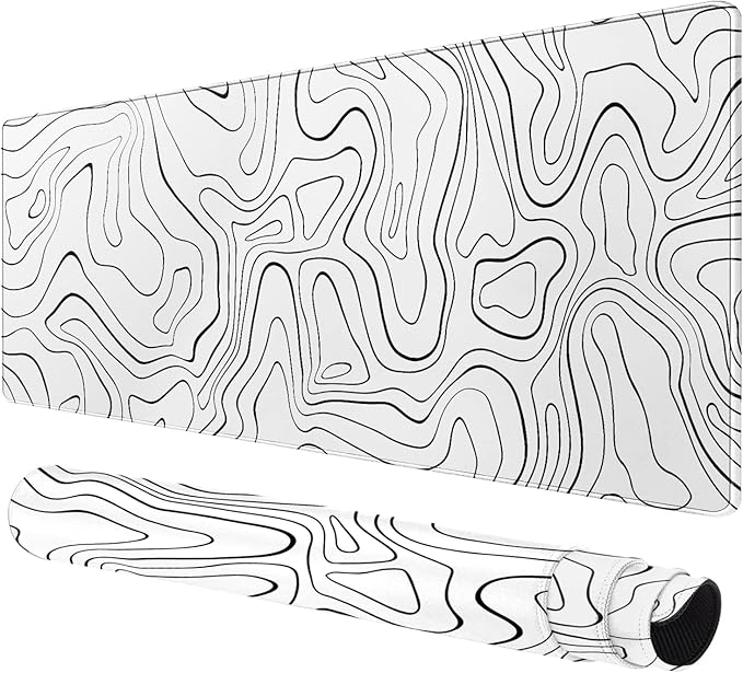 Rcege Large Mouse Pad for Desk - Gaming Mouse Pad with Stitched Edges, Anti-Slip Base for Keyboard and Mouse(Line White, 31.5L x 15.8W inches)