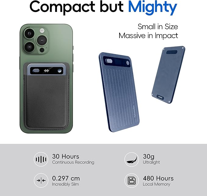 AI Voice Recorder, Parkuetechno Voice Recorder with Case, App Control, Transcribe & Summarize with AI Technology, 64GB Memory, Supports 140 Languages, Audio Recorder for Phone Calls Lectures