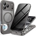 BERFY for iPhone 17 Pro Max Case, Compatible with MagSafe, Built-in Privacy Screen Protector, Camera Protection, Shockproof Full Body Phone Case 6.9", Clear Grey