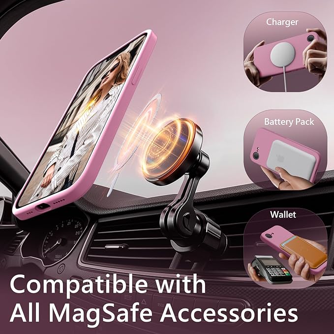FireNova Magnetic for iPhone 17e Case/iPhone 16e Case, Compatible with MagSafe, [Silicone Camera Protection] Microfiber Lining Phone Case, 6.1", Lilac Purple