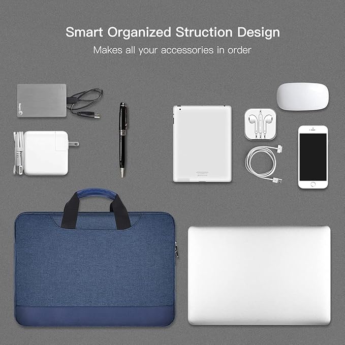 15.6 Inch Laptop Sleeve Bag, Waterproof Men Women TSA Case for Macbook Pro 16 M5 M4 M3 M2 M1, Acer Aspire E15/Predator, Lenovo Ideapad 1 15.6, HP Envy/Victus 15.6, ASUS Dell 15 16 Case, Navy Blue
