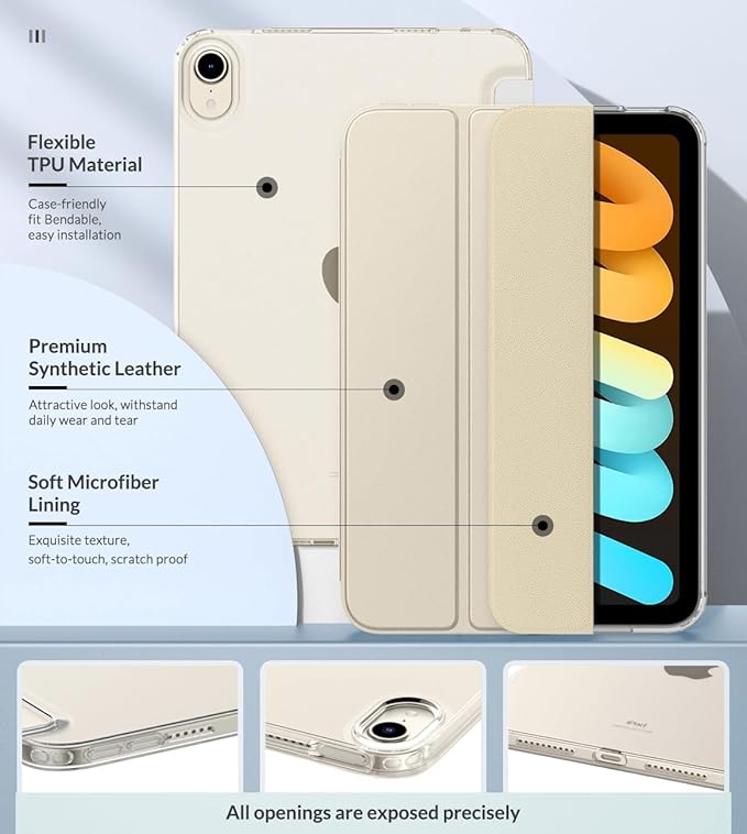 MoKo Case Fit New iPad mini 7 (A17 Pro) 2024, iPad mini 6th Generation Case 2021 (8.3-inch), iPad mini 6 Case, Soft TPU Translucent Frosted Back Cover Case for iPad mini 7th, Champagne Gold