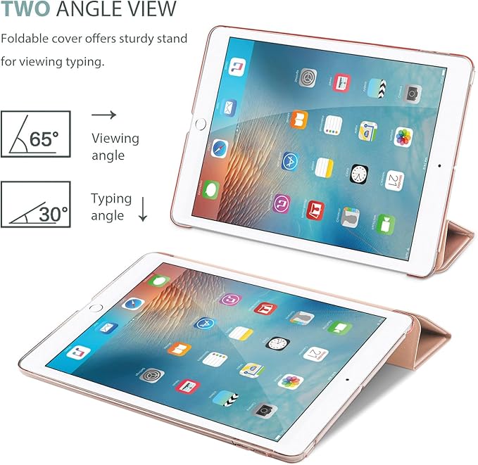 ProCase Smart Case for iPad 9.7 Inch iPad 6th/5th Generation 2018 2017(Model: A1893 A1954 A1822 A1823), Ultra Slim Lightweight Stand Cover with Translucent Frosted Back -Rosegold