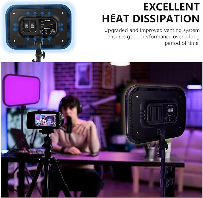 NEEWER RGB168 18.3" RGB LED Video Panel Light with App Control, Bluetooth, 2 Pack Tripod Stand Kit, 60W/360° Full Color/2500-8500K/CRI97+, Studio Photography/YouTube/Game Streaming