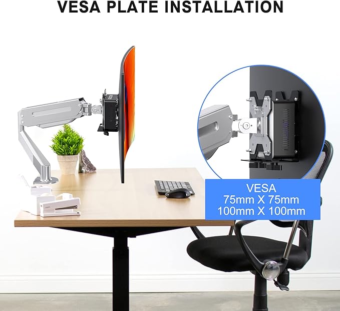 suptek Thin Client Mount Bracket Adjustable Mini PC Mount Bracket,CPU VESA Under Desk and Monitor Arm Computer Holder, Black, ZJJ002