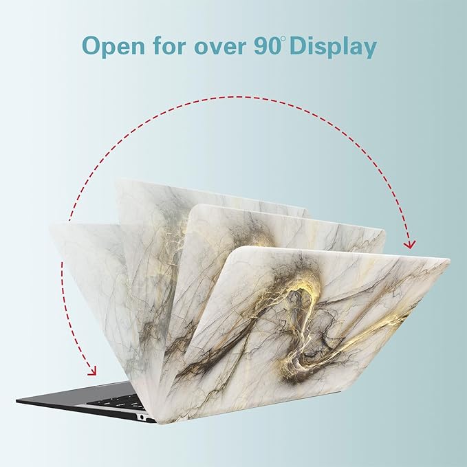Funut for MacBook Air 13 inch Case 2022 2021 2020 2019 2018 Release M1 A2337/A2179/A1932, MacBook Air 2020 Case, Plastic Hard Shell Cover & Keyboard Cover for Mac Air 13.3 inch, Golden Marble
