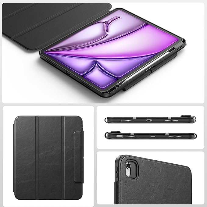 SPARIN Case for iPad Air 13 Inch M4 2026/M3 2025/M2 2024 ((8th/7th/6th Generation), Removable Magnetic Cover with Apple Pencil Holder, Portrait and Landscape Stand, Auto Wake/Sleep -Black