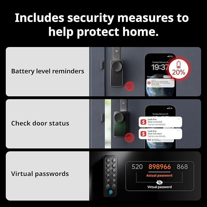 SwitchBot Smart Lock Pro Bundle: Lock+Keypad Touch+Hub Mini Matter, Fingerprint Deadbolt Retrofit, IP65, Matter HomeKit Siri iPhone/Apple Watch, Alexa/Google