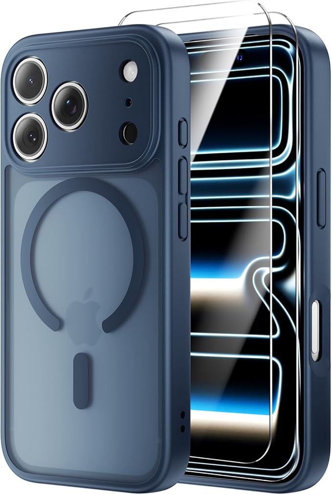 Anti-Yellowing for iPhone 17 Pro Max Case with 2X Screen Protectors, [Compatible with MagSafe] [12FT Military Grade Drop] Slim Thin Phone Cover 6.9 Inch,Blue
