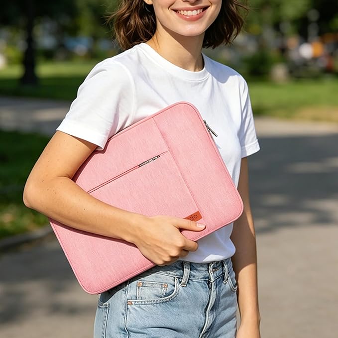 Lacdo Laptop Sleeve for Women, 14 Inch Laptop Sleeve Case for HP Lenovo Dell ASUS Acer Chromebook 14 / HP Stream 14 / Dell Inspiron 14 / Lenovo IdeaPad 14 / Acer Spin 3 / ZenBook 14 Computer Bag,Peach