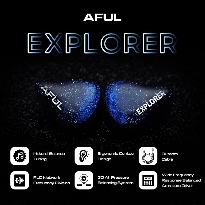 HiFiGo IEMs, AFUL Explorer in Ear Monitors, 1DD+2BA Hybrid Drivers Wired Headphone, Gaming Earbud, HiFi Earphone with Detachable Silver-Plated Copper Cable for Musician Audiophile (3.5mm)
