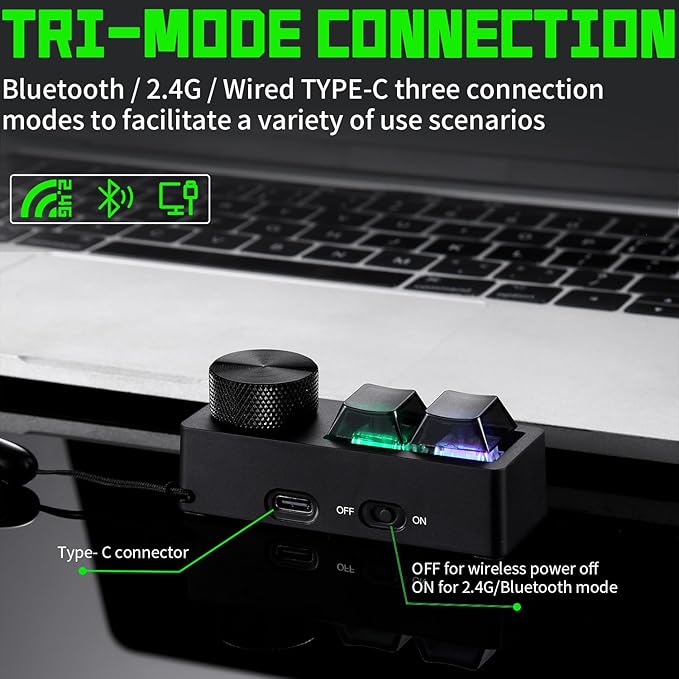 Darmoshark K2PRO OSU Hot Swap Game Keyboards Wireless RGB Mechanical Keypad with 2 Fully Programmable Keys,Computer Mouse for Laptop,PC,Linux,Mac,Windows(White)