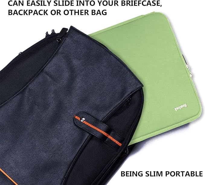 Laptop Sleeve Case 15.6 Inch, Durable Shockproof Protective Cover Flip Case Briefcase Carrying Bag Compatible with 15.6" HP, ASUS, Lenovo, Acer, Notebook, Computer, Light Green