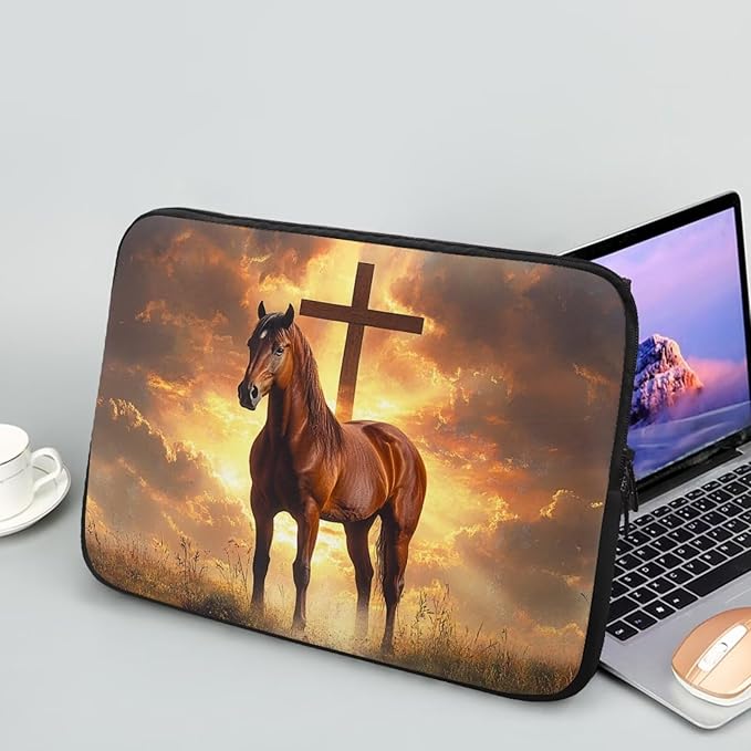 Cross Horse Laptop Sleeve for Women Men 10inch Laptop Accessories with Versatile Uses Lap Top Case Portable Computer Sleeve Laptop Pouch Brown