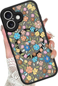 KANGHAR Case Compatible with iPhone 16 Plus Flower Pattern [Compatible with Magsafe] Cute Colorful Blooming Florals Protective Magnetic Case for Girls Women 6.7"