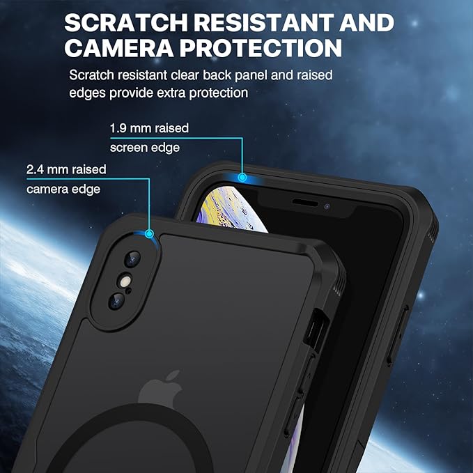 CENHUFO Privacy Magnetic for iPhone Xs Max Case, Full Body Phone Case Built-in 9H Tempered Glass Privacy Screen Protector [Compatible with Magsafe] Shockproof Protective Bumper Clear Cover - Black
