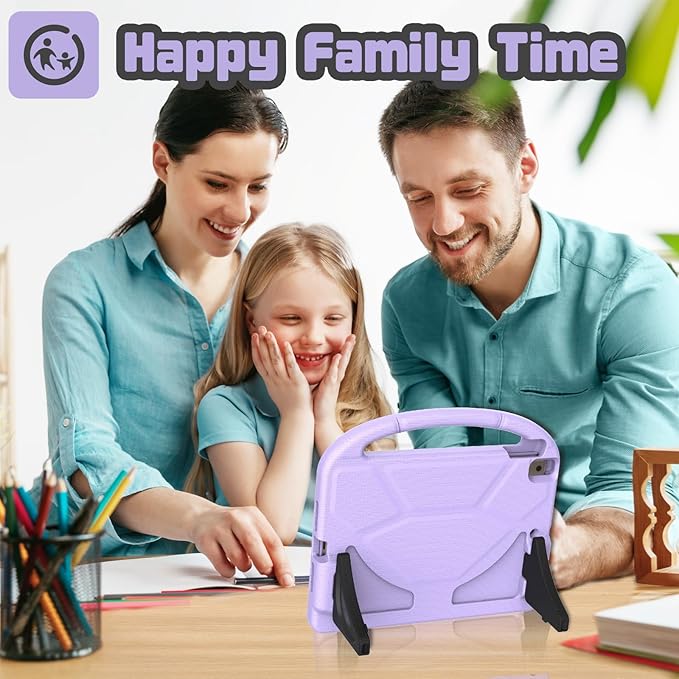 YIHE Kids Case for iPad 9th/8th/7th Generation, iPad Pro 10.5 & Air 3, Shockproof Protective Cover with Handle Stand & Screen Protector for 10.2/10.5 Inch iPads, Light Purple