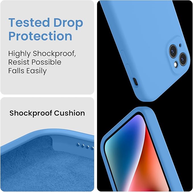 FireNova Designed for iPhone 13 Case, Silicone Upgraded [Camera Protection] Phone Case, Soft Anti-Scratch Microfiber Lining Inside, 6.1 inch, Blue
