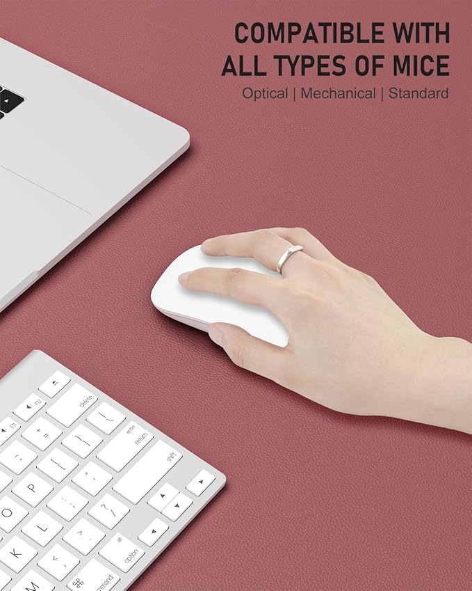 Desk Pad, 23.6" x 13.8" PU Leather Non-Slip Desk Mat Large Mouse Pad for Desktop, Waterproof Laptop Computer Writing Mat for Office, Home, Work, Gaming, Deep Red
