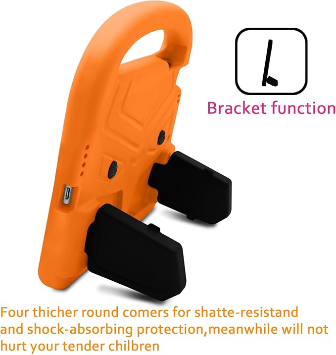 Kids Case for 7.9" iPad mini 5/Mini 4/Mini 3/Mini 2/Mini 1, Friendly Silicone Shockproof Cover with Handle Kickstand for Apple iPad mini 5th (2019), Mini 4th/ 3rd/ 2nd/1st Generation, Orange