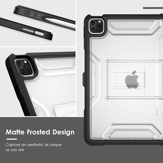 VIKESI for iPad Pro 11 inch Kickstand Case,TPU Shockproof Frame and Matte Frosted Back for iPad Pro 11-inch 4th / 3rd / 2nd /1st Generation (2022/2021/2020/2018 Released),Black