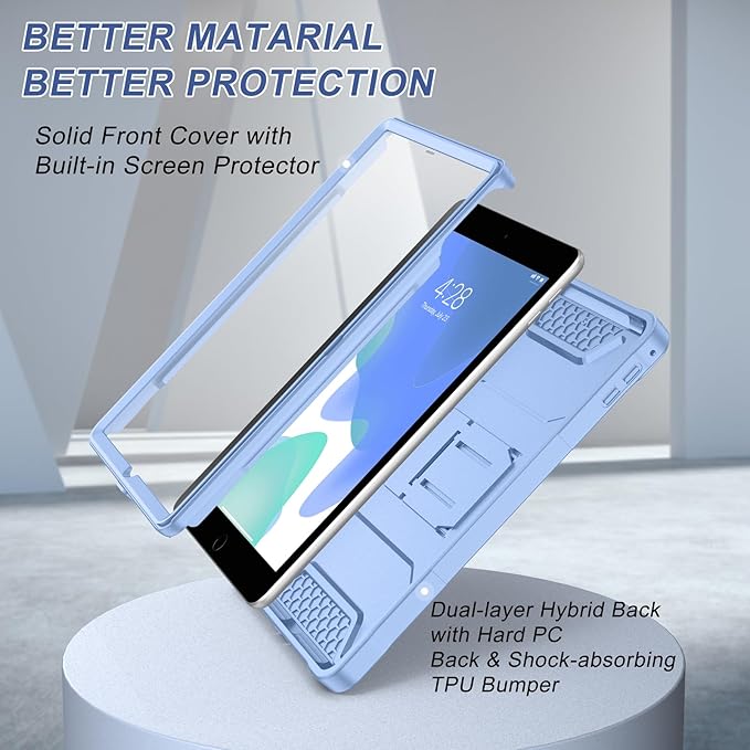 Soke Case for iPad 6th/5th Generation 9.7 Inch 2018/2017,with Built-in Screen Protector and Kickstand, Rugged Full-Body Heavy Duty Protective Cover for Apple iPad Air 2 /Pro 9.7 - Light Blue