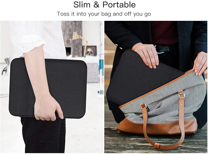 13 inch Laptop Sleeve Case for 2025 2024 Microsoft Surface Laptop7 Copilot+ PC 13.8" & 13.5" Surface Laptop 6/5/4, Water-Resistant Shockproof Tablet Bag Cover w/Accessory Pocket -Black