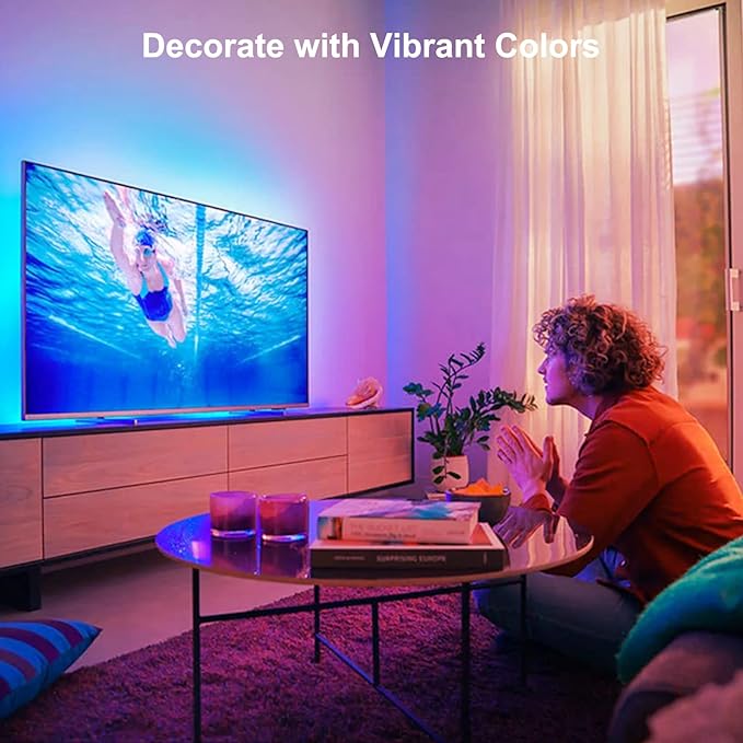 RGB COB LED Strip Lights 16.4ft,Music Sync Color Changing LED Strip Light with Remote Comtroller for Room, Bedroom,Suitable for Home Decor, Living Room, Kitchen, Home Party DIY Decoration.