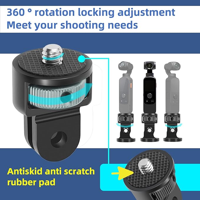 Camera Tripod Mount for Gopro Adapter, 360° Adjustment 1/4-20 Screw Conversion Adapter for GoPro Hero12, Insta360 ACE Pro ONE X4 X3, X2, Go 2, Xiaomi Yi and DJI OSMO Other Action Cameras
