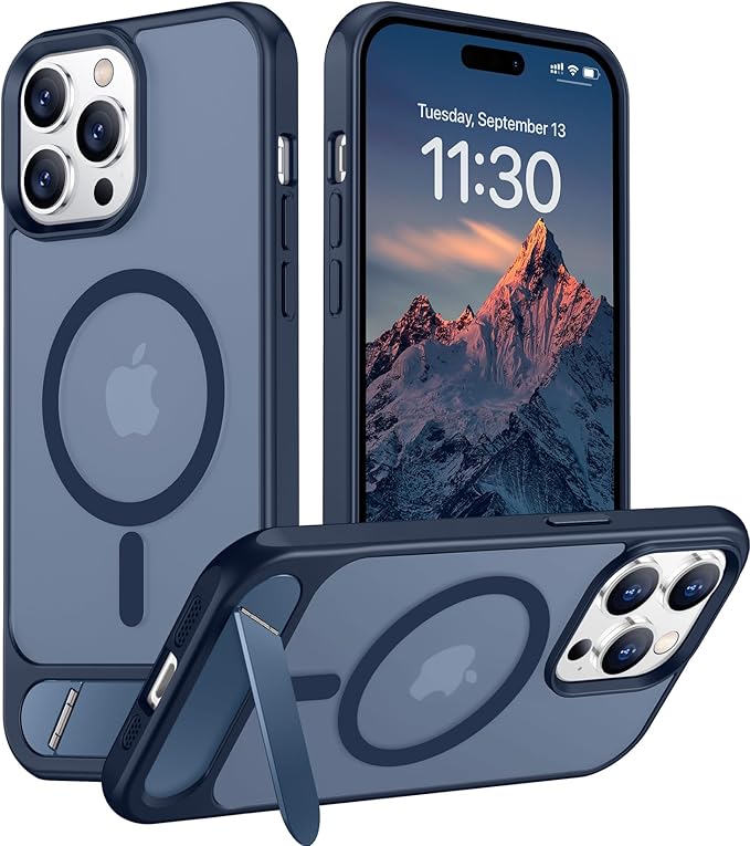 Magnetic Compatible with iPhone 14 Pro Case, [Built-in Invisible Kickstand][Compatible with MagSafe] [Military Grade Shockproof] Slim Translucent Matte Phone Case for iPhone 14 Pro 6.1"