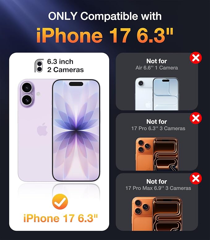 Diaclara Magnetic Designed for iPhone 17 Case 6.3 Inch Full Body Bumper,[Compatible with MagSafe] Military Drop Proof Cover with Built-in Touch Sensitive Anti-Scratch Screen Protector, Grey Titanium