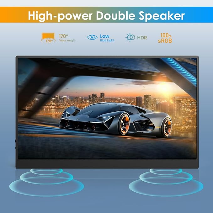 WGK Portable Monitor Narrow Edge 17.3” 1080P FHD 144Hz USB-C HDMI Gaming PC IPS HDR Screen for Travel PC Mac Phone Xbox PS5 Switch Laptop with Smart Cover and Built-in Speakers
